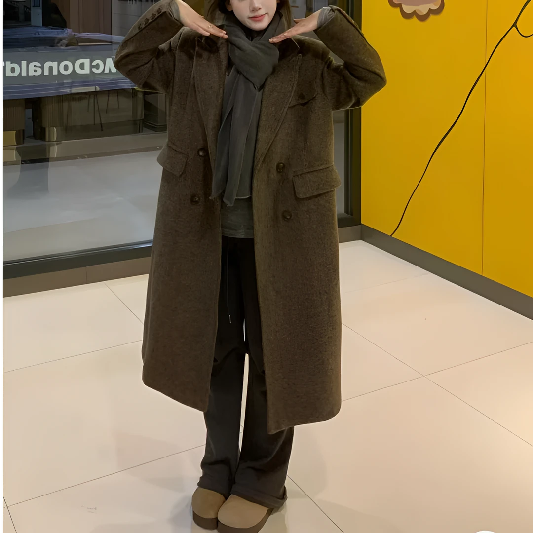 90013羊毛大衣女秋冬季新款毛呢外套小个子超好看韩系赫本风中长