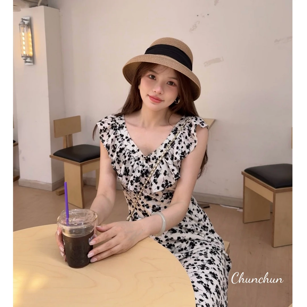 【繁花绮裳】法式复古碎花连衣裙夏季新款显瘦设计感长裙C250502