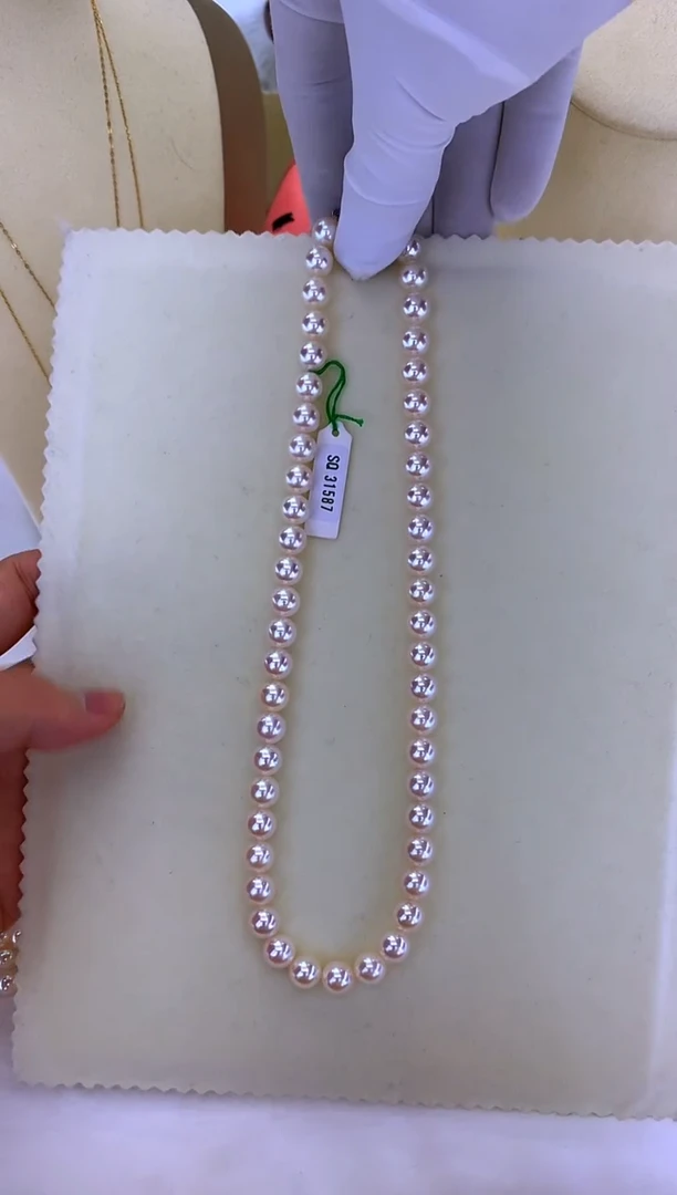 银S925镶嵌DA海水珍珠 GD071 8-8.5 rose p串链带大证