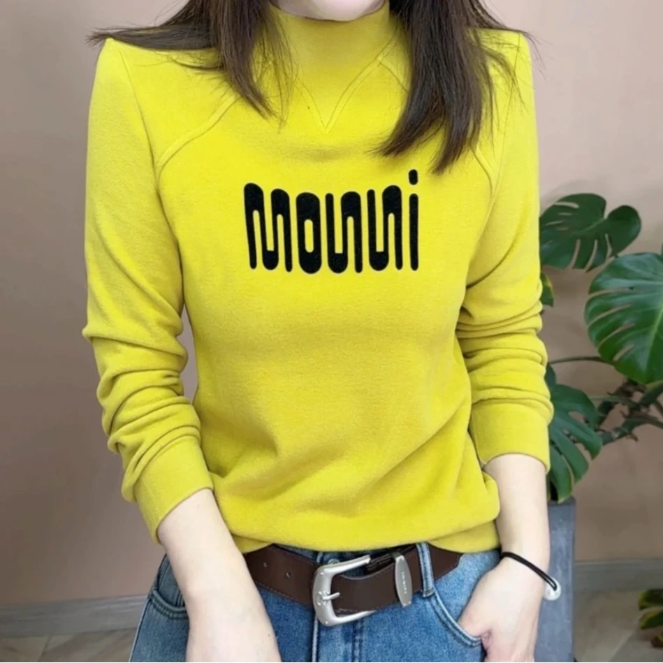 新款时尚洋气百搭字母长袖减龄打底衫女气质上衣