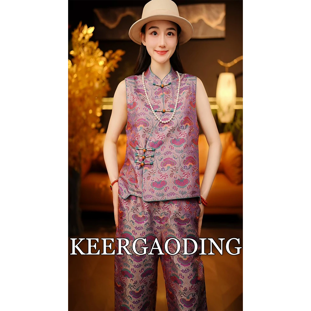 【可儿·高定】非遗蜀锦高端新中式国风设计师款桑蚕丝马甲J6415