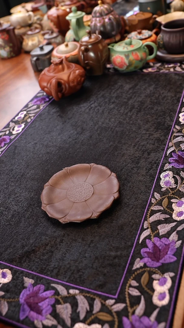 茶壶紫砂古红泥莲花杯垫