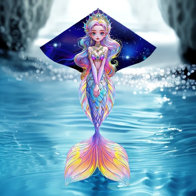 【美人鱼风筝】卡通美人鱼风筝批发儿童风筝线盘三角风筝厂家现货