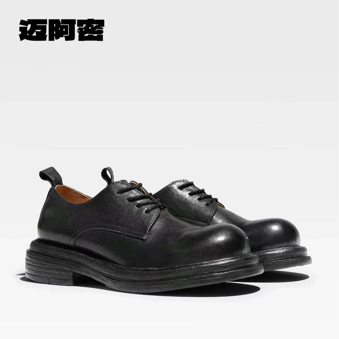 手工水洗马皮欧货复古女款小皮鞋擦色厚底单鞋时尚休闲百搭真皮