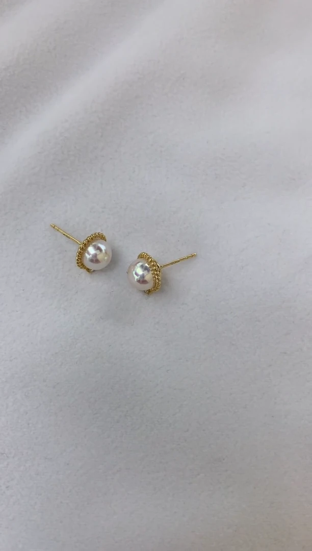 18K金镶嵌海水珍珠耳饰z****5太阳花钻石耳钉7.5-8