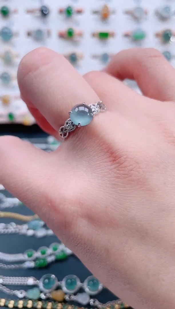 银S925镶嵌戒指翡翠天然翡翠