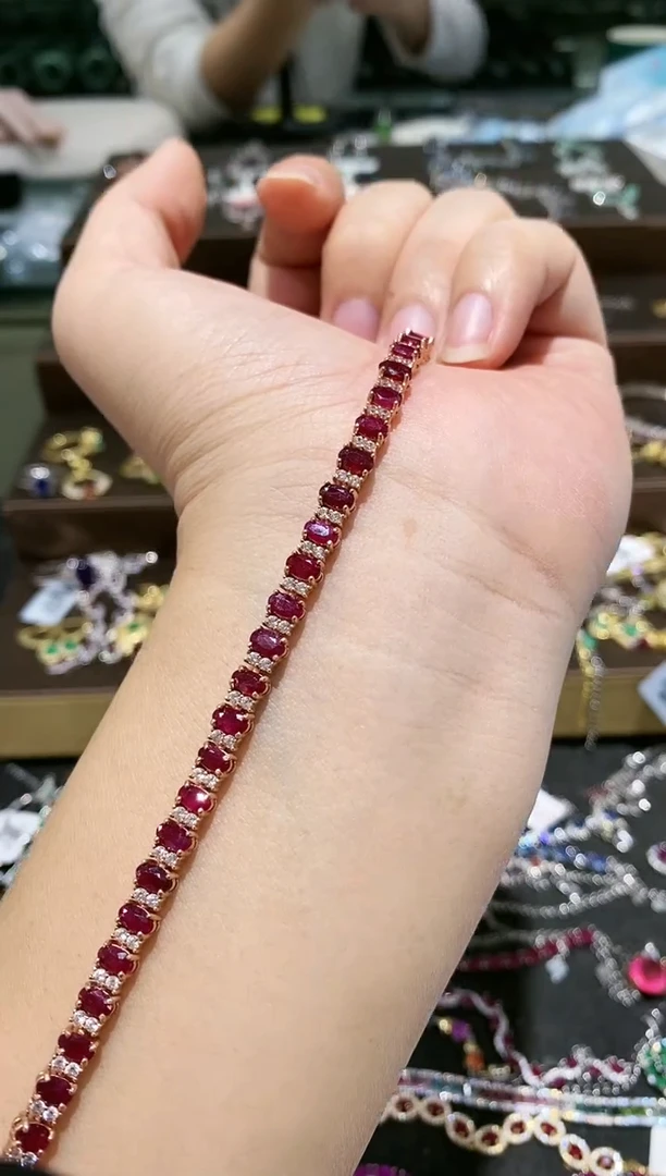 【闪购商品】红宝石手链银S925镶嵌手链