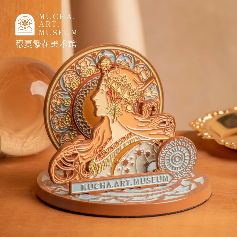 穆夏繁花美术馆十二星座桌面摆件多功能冰箱贴可拆卸实用生日礼物