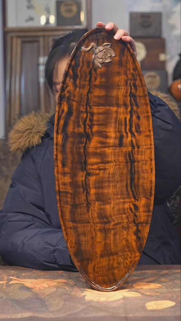 金丝楠小叶桢楠   纯手工 整板精雕 大漆茶盘