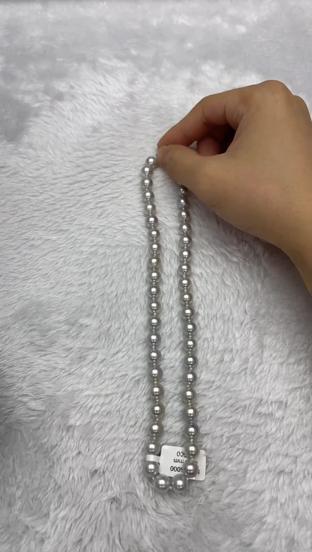 项链银S925镶嵌海水珍珠AK真多麻8.5-9mm
