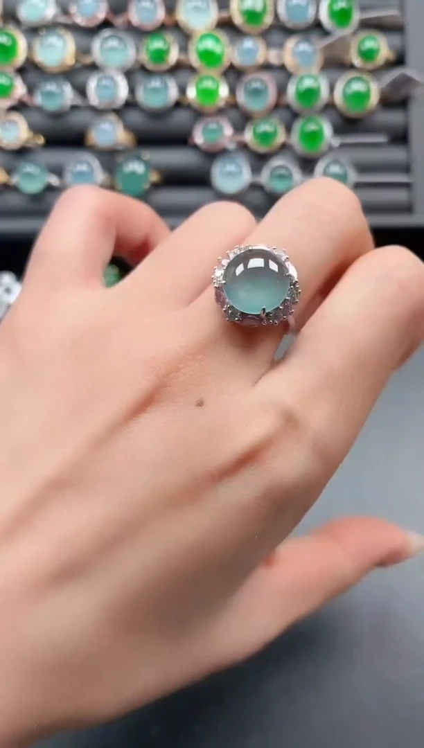 银S925镶嵌戒指翡翠111