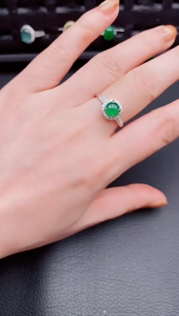 【闪购商品】翡翠戒指银S925镶嵌天然a货翡翠218