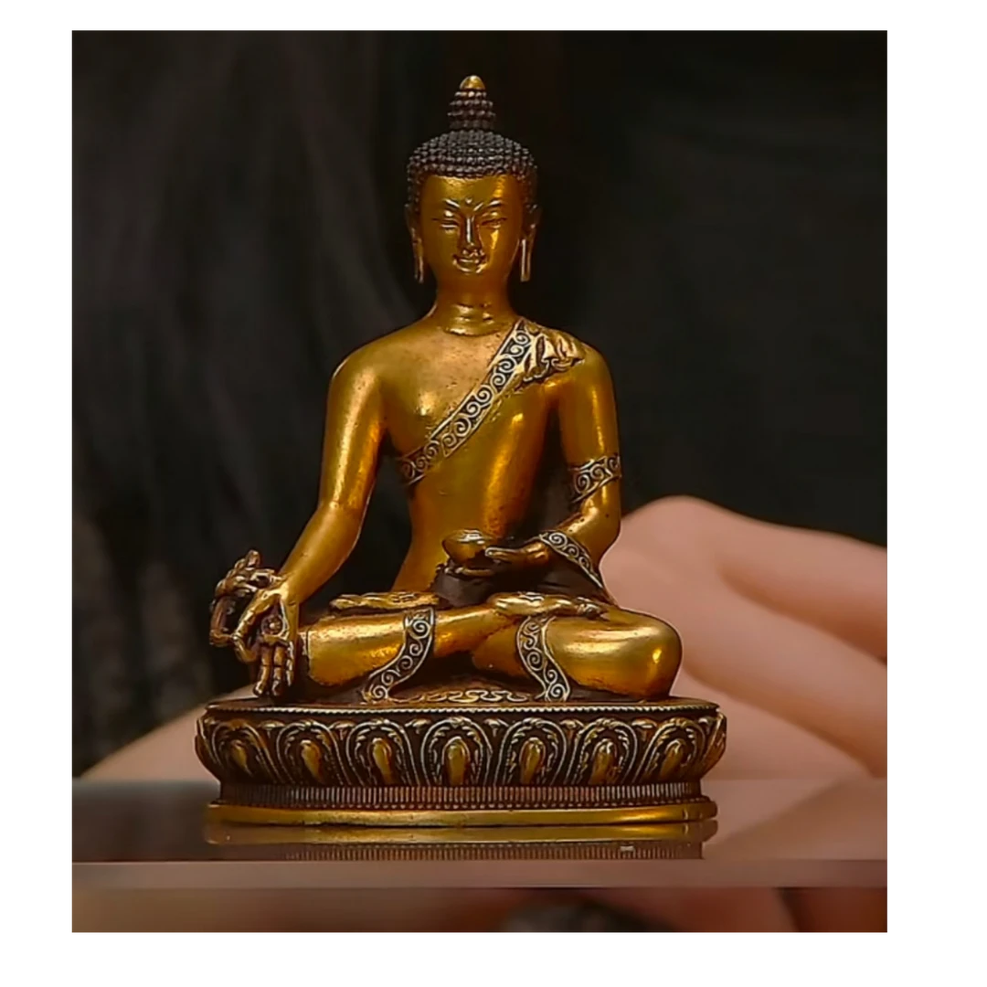 明  紫铜鎏金铜像