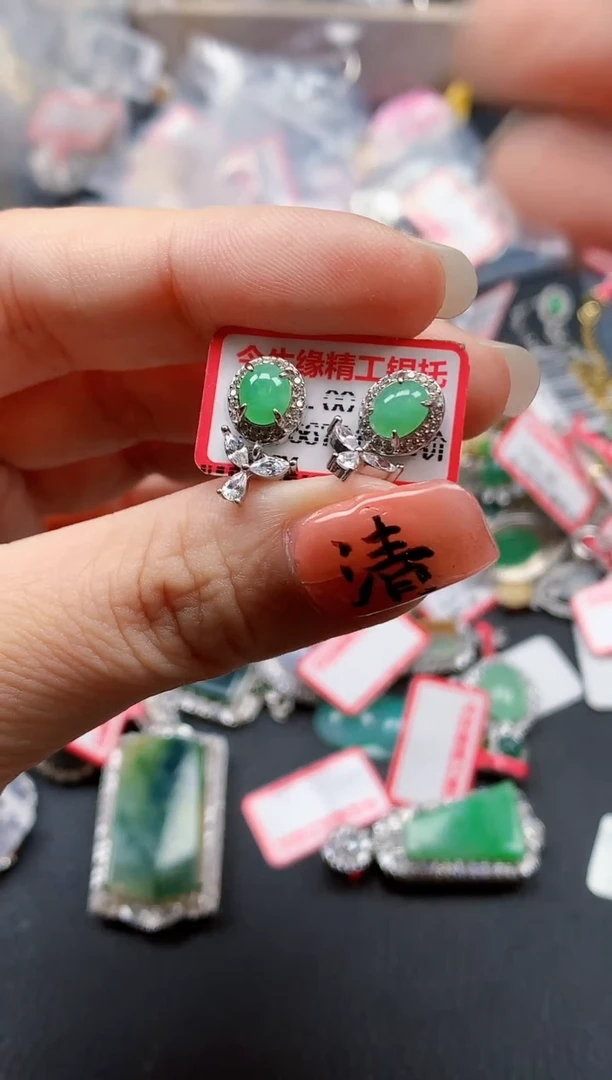 银S925镶嵌戒指翡翠天然A货缅甸翡翠