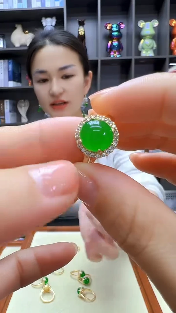 翡翠14K金镶嵌颈饰沉白diy劲饰