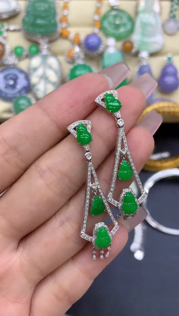 18K金镶嵌翡翠耳饰526-中国好珍宝