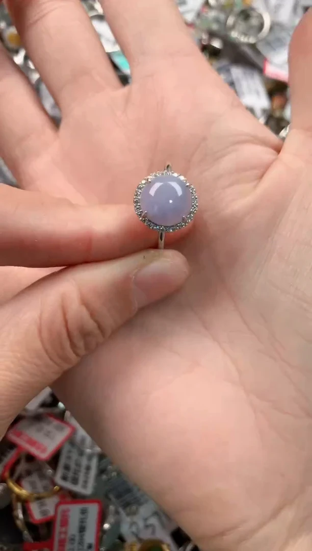 银S925镶嵌戒指翡翠5555----6