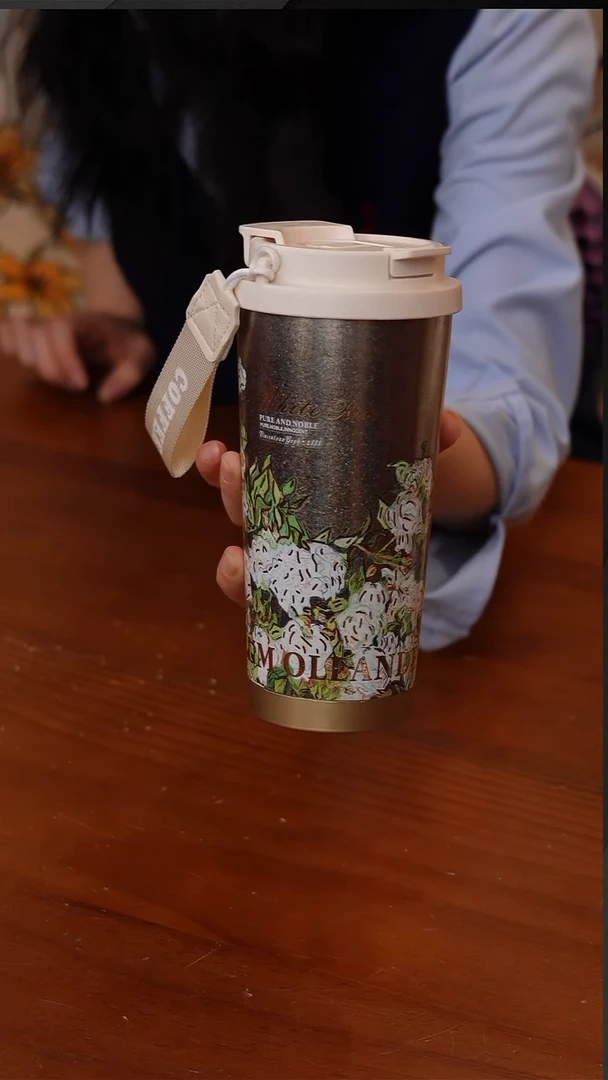 陶28-梵高系列纯钛咖啡杯520ml-白玫瑰