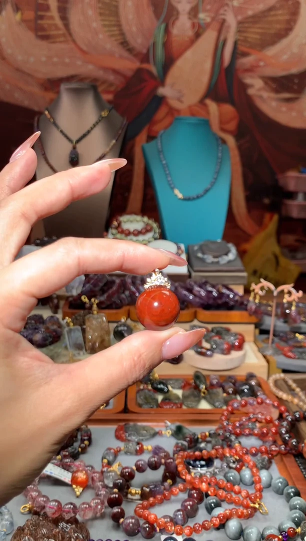 未镶嵌珠宝半成品水晶极光玉化眼吊坠20mm