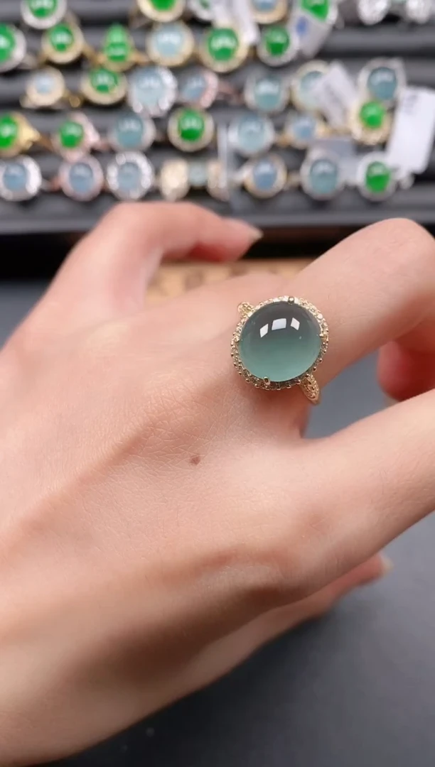 银S925镶嵌戒指翡翠111