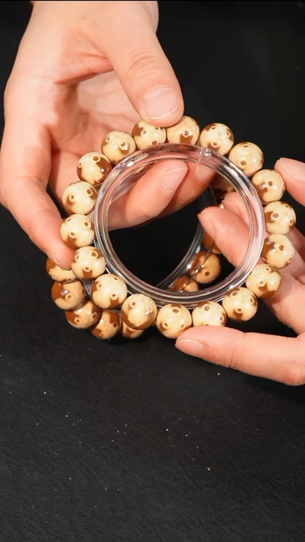 紫金鼠手串熊猫正圆光珠单圈12+mm