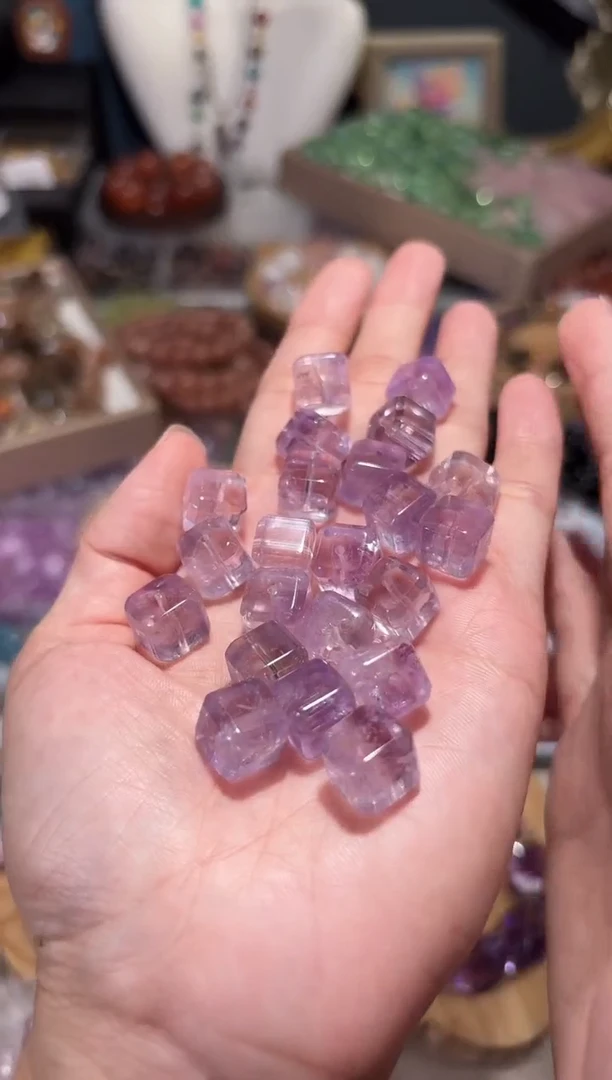 水晶手串未镶嵌紫水晶方糖宽卡10单颗