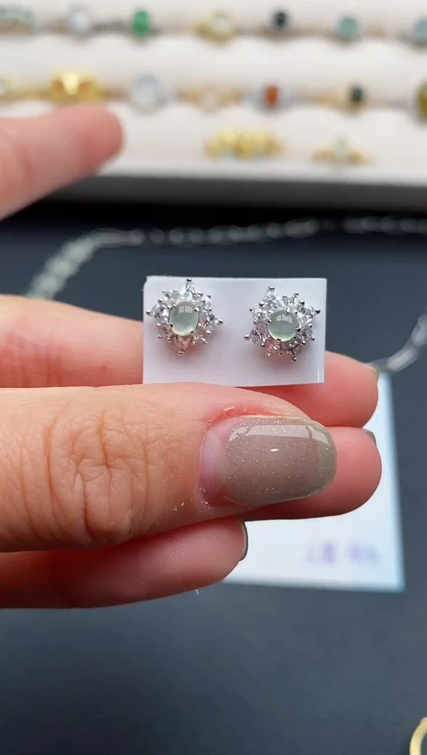 银S925镶嵌戒指翡翠55555555+3