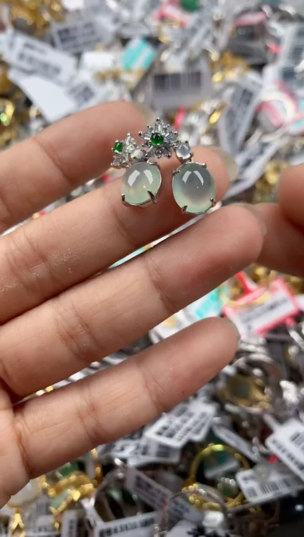 银S925镶嵌戒指翡翠666----1