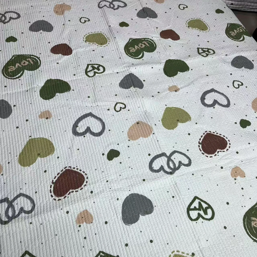 四季泡泡棉床盖柔软轻奢印花学生