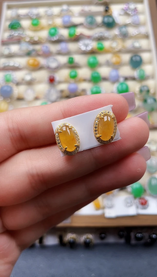 银S925镶嵌翡翠耳饰113