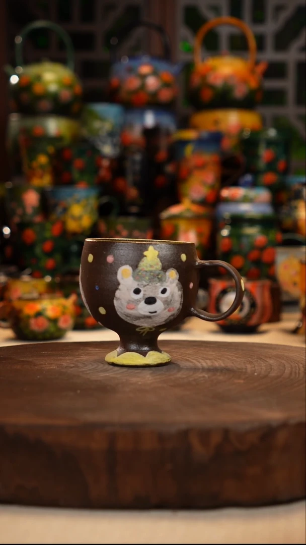 紫砂油画手绘釉下彩