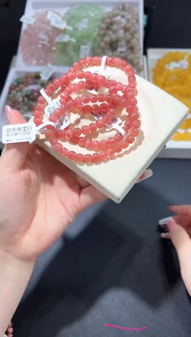 未镶嵌菱锰矿（红纹石）手串66d多样性发其一【1条】默认微瑕6mm