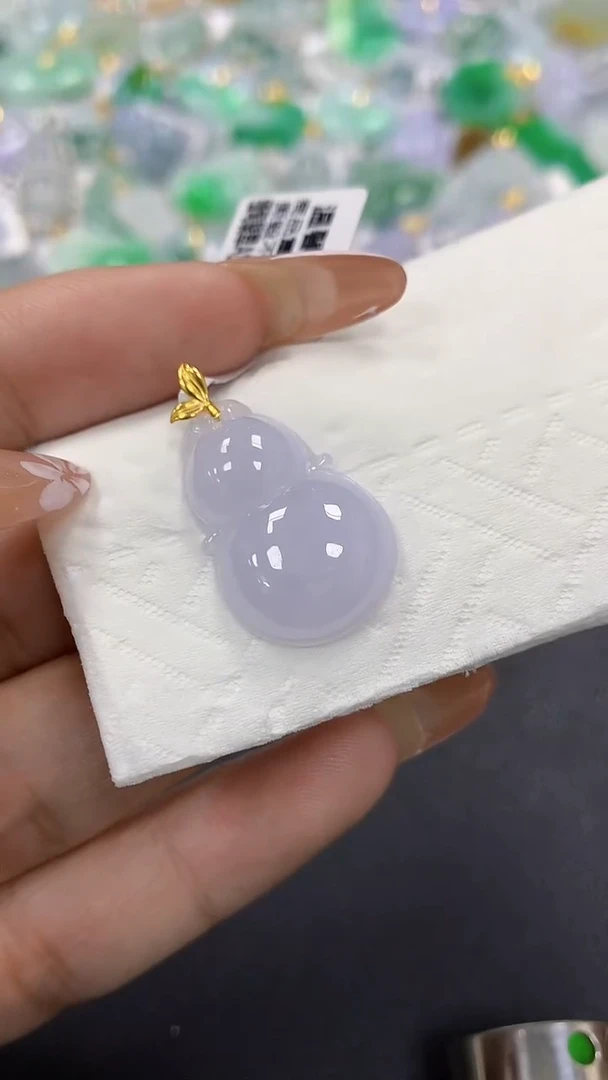 颈饰18K金镶嵌翡翠a货假一赔三支持复检百元上9元证书费自理