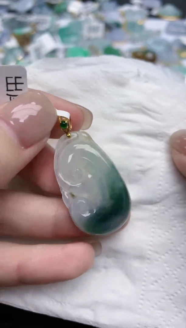 【闪购商品】翡翠颈饰18K金镶嵌天然缅甸翡翠A货