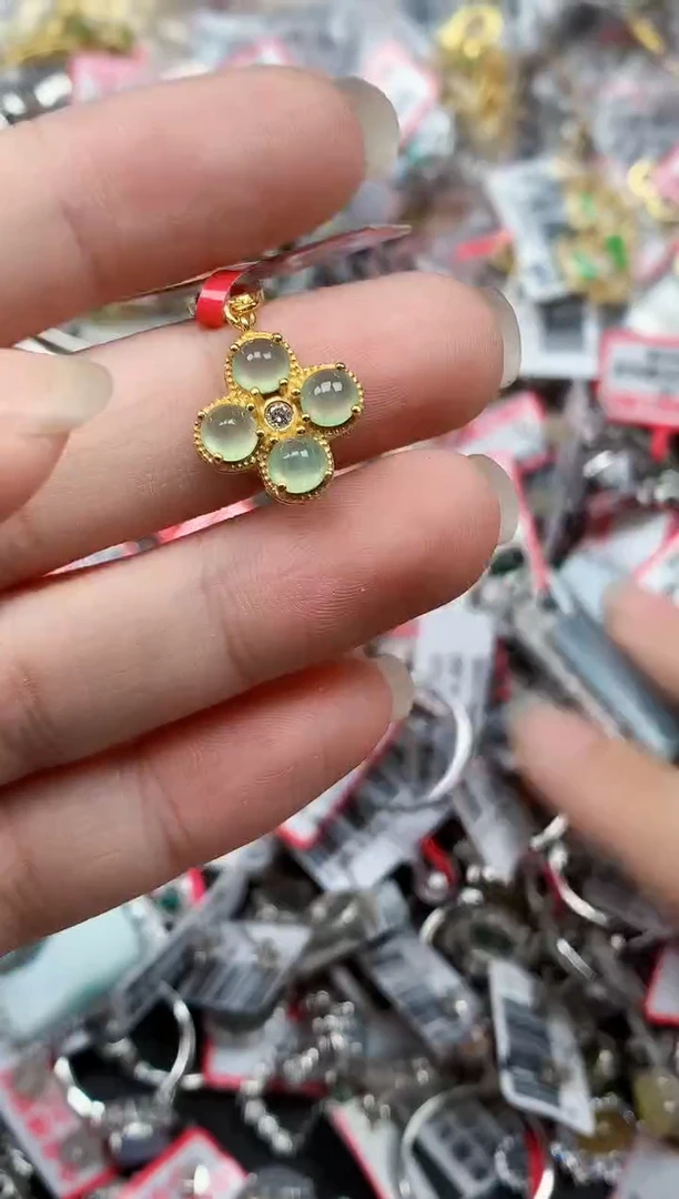 银S925镶嵌戒指翡翠天然A货缅甸翡翠