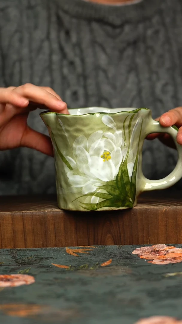 杯釉下彩手工手绘同款陶器