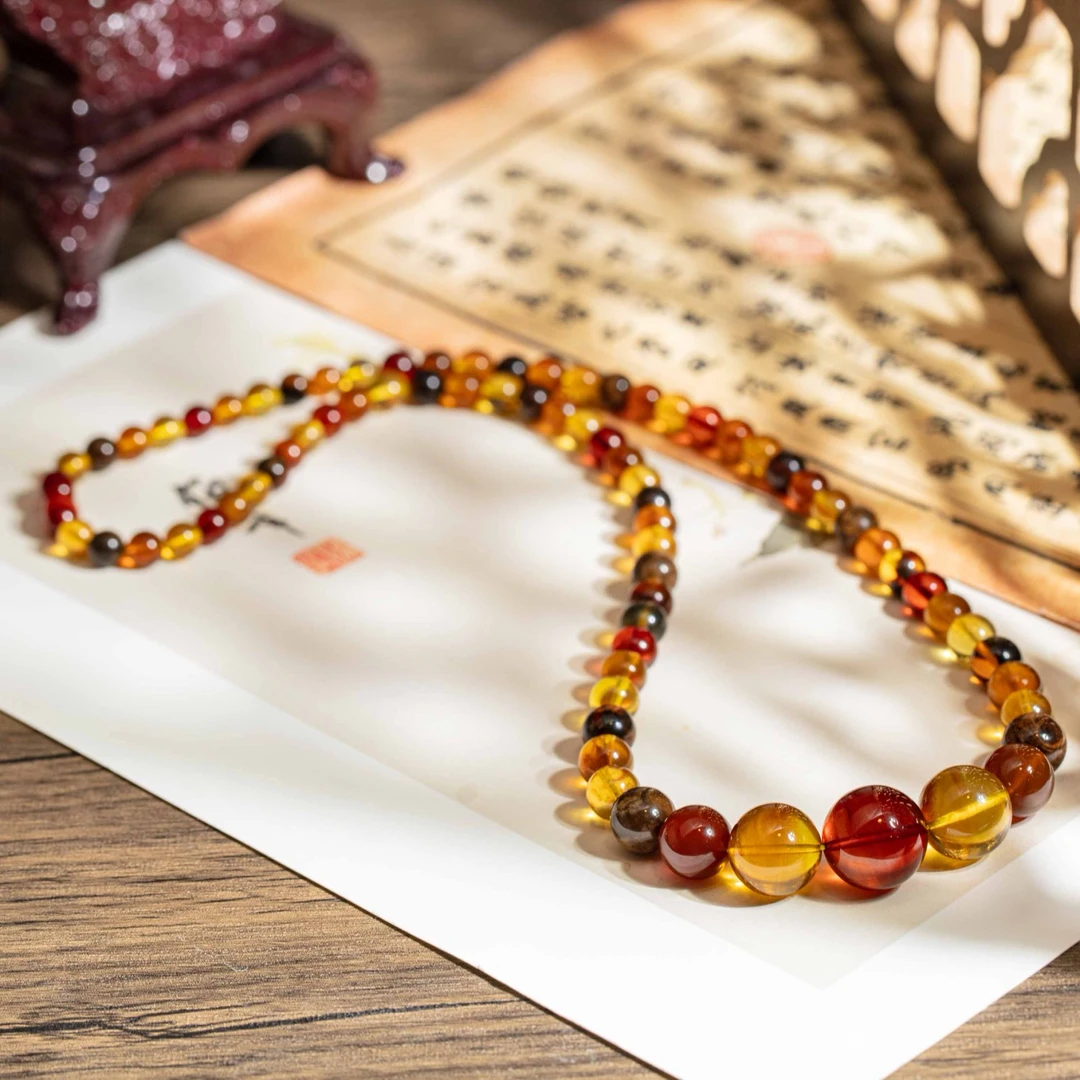 琥珀3A缅珀多宝塔链多样性发一#B1590036