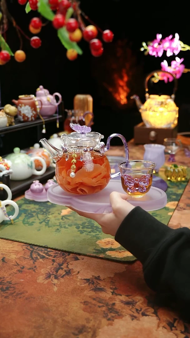 【闪购商品】紫色壶承+茶壶+链子+杯子