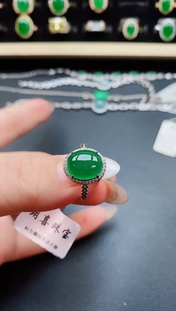 翡翠戒指银S925镶嵌132131