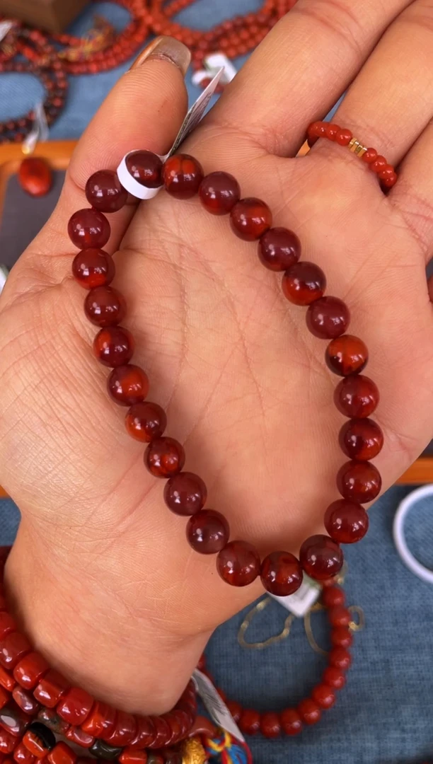 未镶嵌手串南红玛瑙N31凉山瓦西料妖牛血7mm单圈多样性发其一