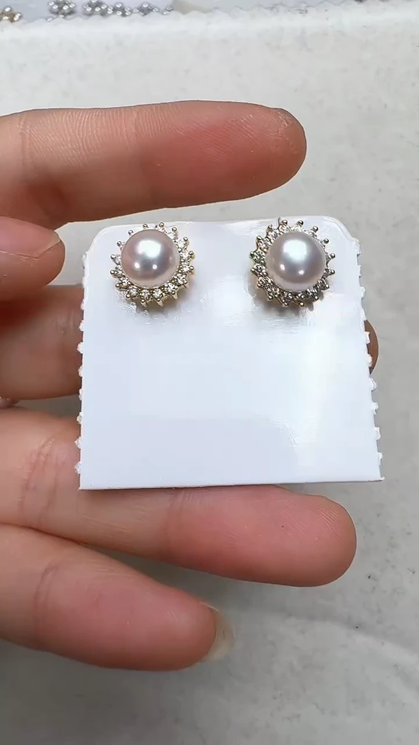 【闪购商品】淡水珍珠耳饰合金尖角太阳花