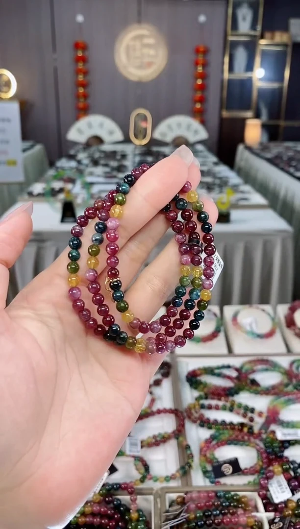 老矿碧玺三圈手串5mm+未镶嵌碧玺hon多样性发货一条