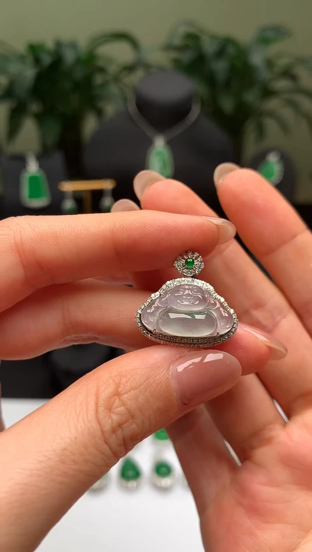 翡翠18K金镶嵌吊坠(不含链)佛公
