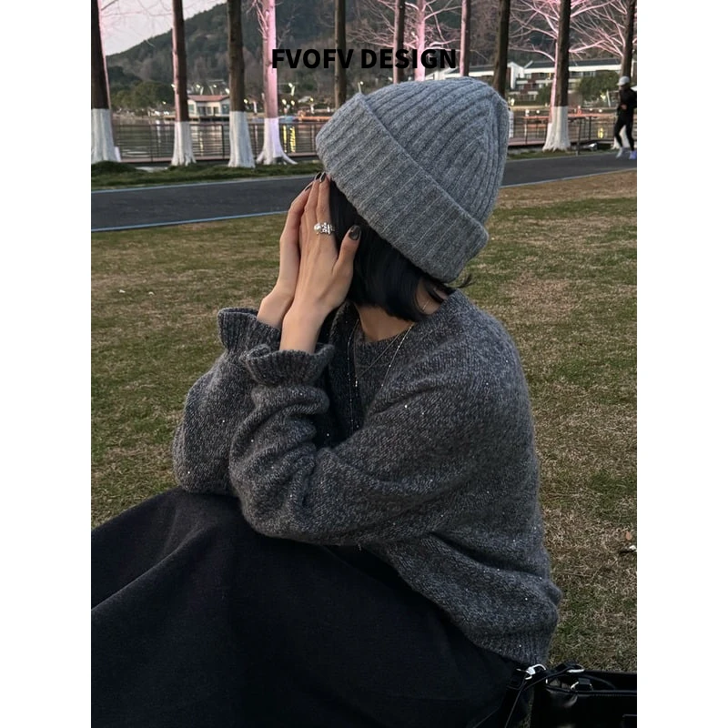 FVOFV【花蕊毛衣】特殊花纱纱线～高克重羊毛混纺保暖毛衣JHD0006