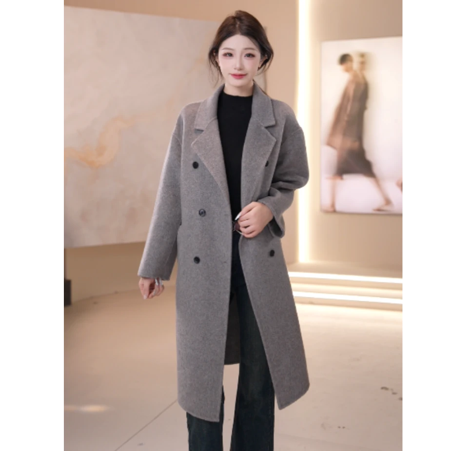 vco/微酷常规款秋毛呢外套羊驼毛腰带大衣潮流女装呢大衣