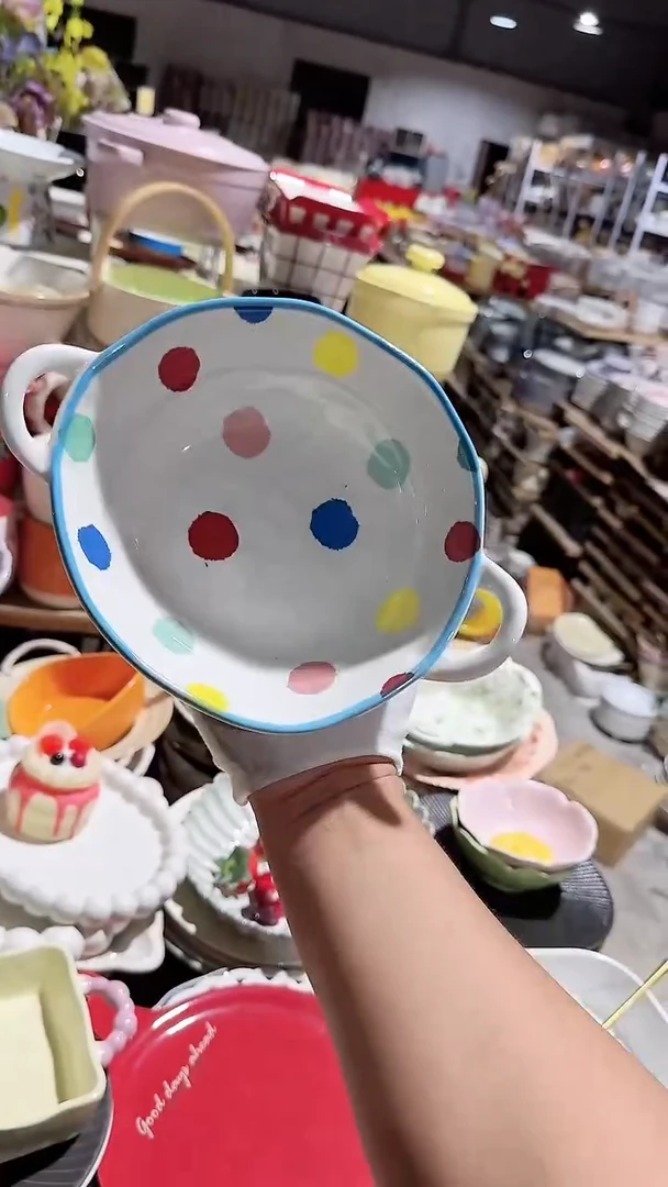 碗波点双耳碗微瑕 凑满20元包邮