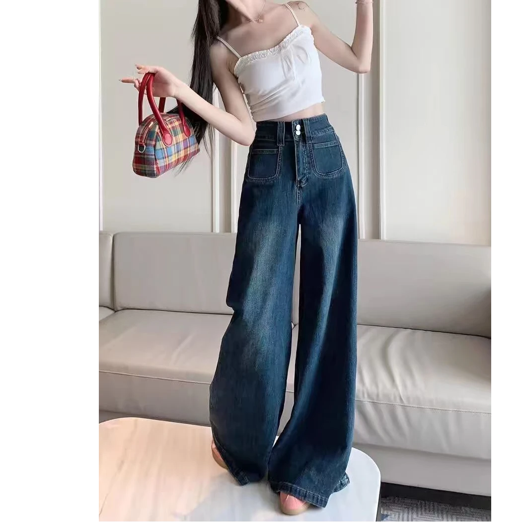 發G 2025春季不贴腿显瘦高腰拖地直筒微喇牛仔裤时尚百搭修身