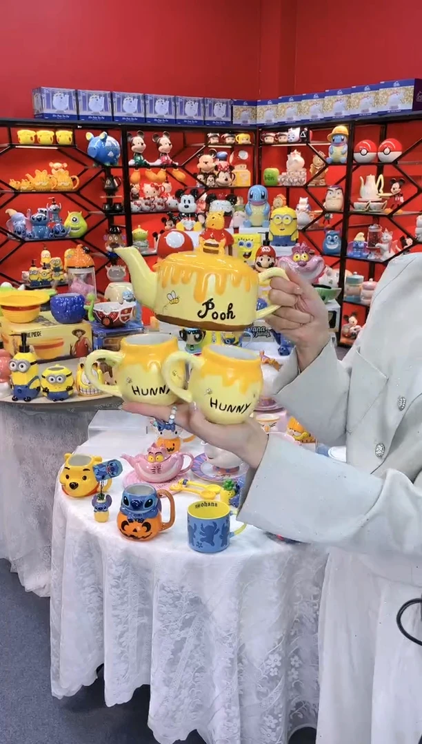 【闪购商品】.@@陶瓷维尼熊一壶二杯
