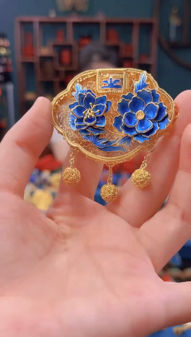 非遗花丝镶嵌吊坠 重工如意