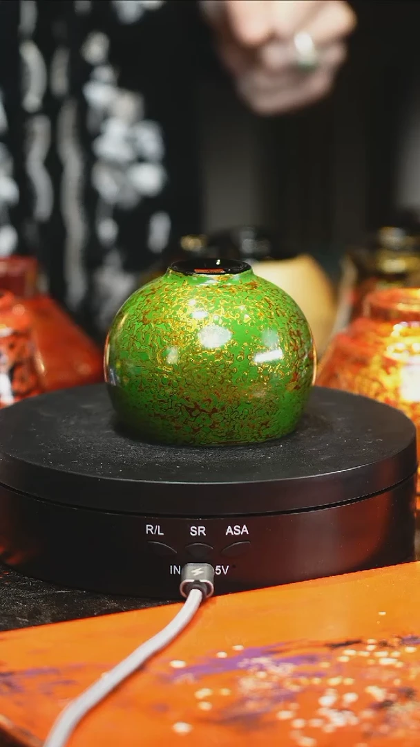 大漆工艺绿金色禅定杯